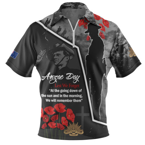 Australia Zip Polo Shirt - Remembering The Anzacs