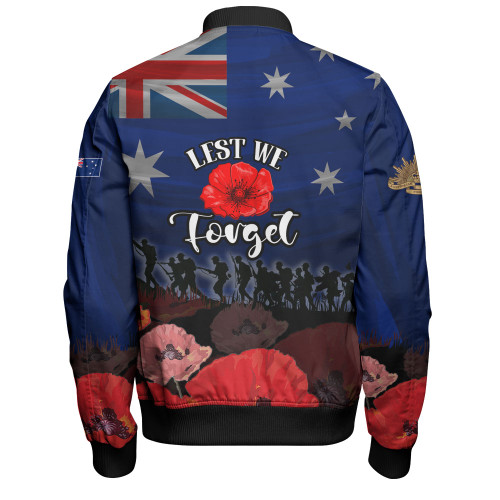 Australia Bomber Jacket - Anzac Day Soldier With Poppies Flowers Australia Bomber Jacket - Anzac Day Soldier With Poppies Flowers