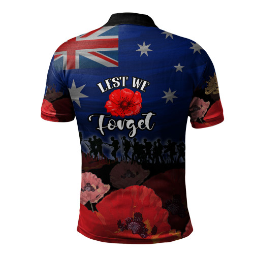 Australia Polo Shirt - Anzac Day Soldier With Poppies Flowers Australia Polo Shirt - Anzac Day Soldier With Poppies Flowers