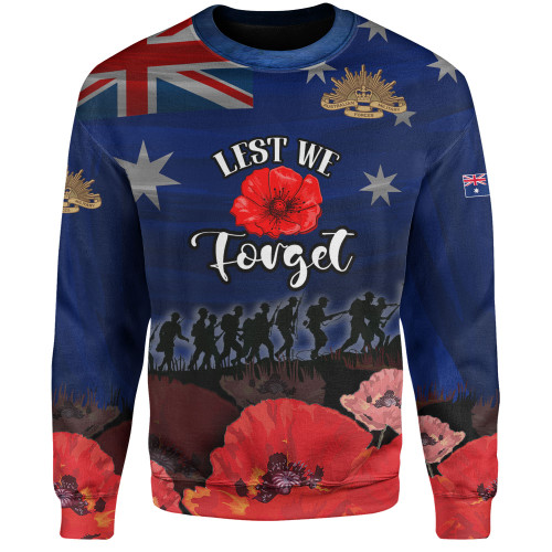 Australia Sweatshirt - Anzac Day Soldier With Poppies Flowers