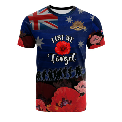 Australia T-Shirt - Anzac Day Soldier With Poppies Flowers