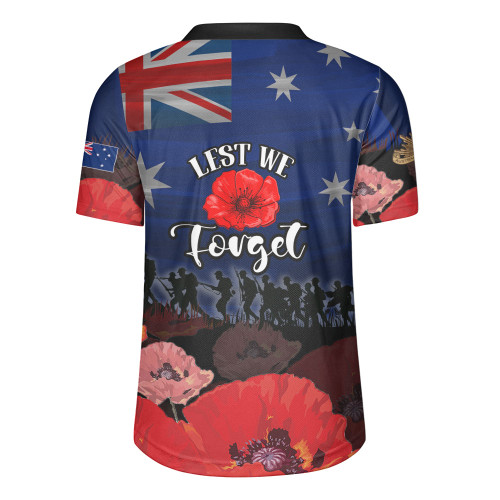 Australia Rugby Jersey - Anzac Day Soldier With Poppies Flowers Australia Rugby Jersey - Anzac Day Soldier With Poppies Flowers