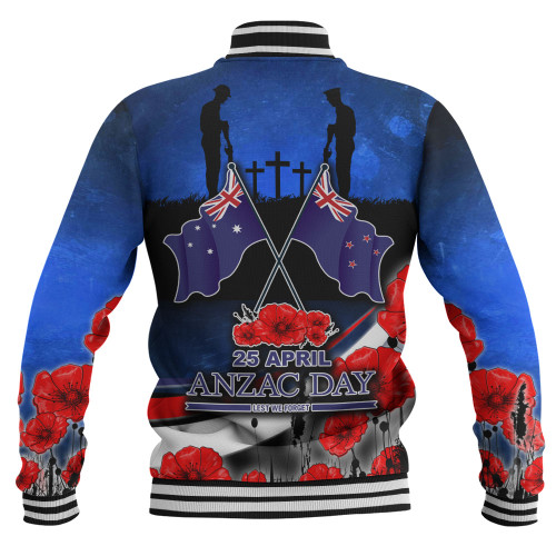 Australia Baseball Jacket - Anzac Day NZ Australia Poppies Flowers Australia Baseball Jacket - Anzac Day NZ Australia Poppies Flowers