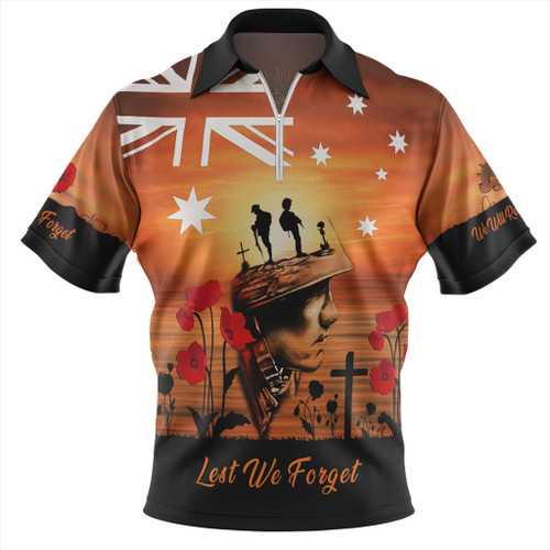 Australia Zip Polo Shirt We Will Never Forget