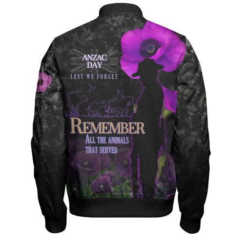 Anzac Day Bomber Jacket - Remember All Animals That Served Anzac Day Bomber Jacket - Remember All Animals That Served