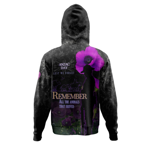 Anzac Day Hoodie - Remember All Animals That Served Anzac Day Hoodie - Remember All Animals That Served