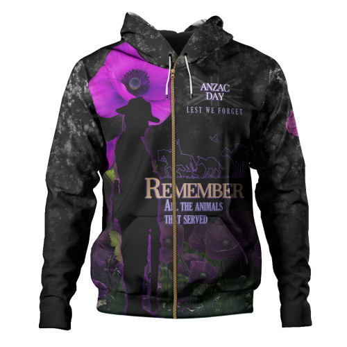 Anzac Day Hoodie - Remember All Animals That Served Anzac Day Hoodie - Remember All Animals That Served