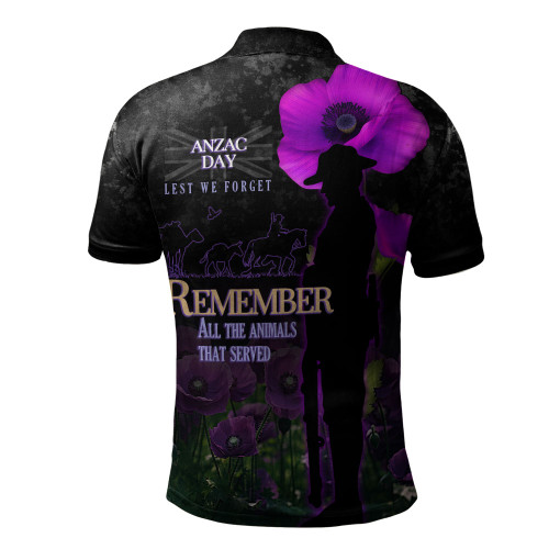 Anzac Day Polo Shirt - Remember All Animals That Served Anzac Day Polo Shirt - Remember All Animals That Served