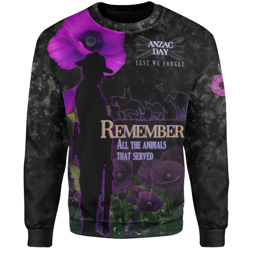 Anzac Day Sweatshirt - Remember All Animals That Served