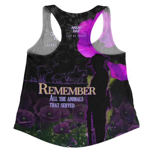 Anzac Day Women Racerback Singlet - Remember All Animals That Served Anzac Day Women Racerback Singlet - Remember All Animals That Served