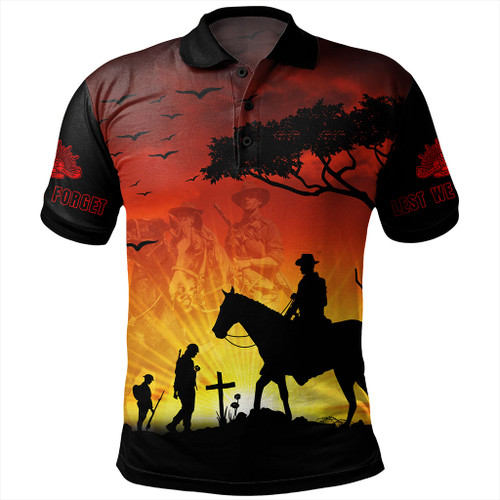 Australia Polo Shirt Lest We Forget Horse Sunset