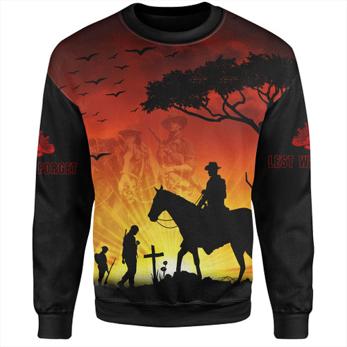 Australia Sweatshirt Lest We Forget Horse Sunset