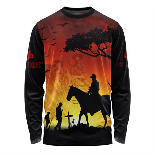 Australia Long Sleeve T-shirt Lest We Forget Horse Sunset