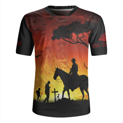 Australia Rugby Jersey Lest We Forget Horse Sunset