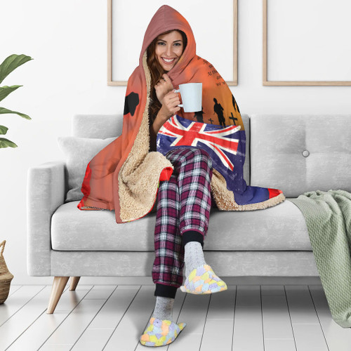 Australia Hooded Blanket Lest We Forger Soldiers Flag With Poppy Flower Australia Hooded Blanket Lest We Forger Soldiers Flag With Poppy Flower