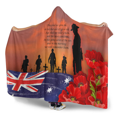 Australia Hooded Blanket Lest We Forger Soldiers Flag With Poppy Flower Australia Hooded Blanket Lest We Forger Soldiers Flag With Poppy Flower