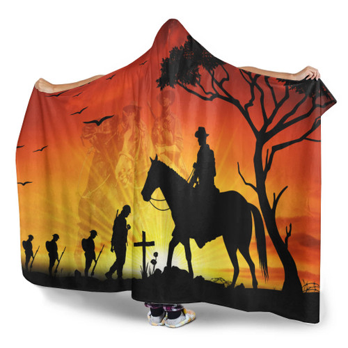 Australia Hooded Blanket Lest We Forget Horse Sunset Australia Hooded Blanket Lest We Forget Horse Sunset