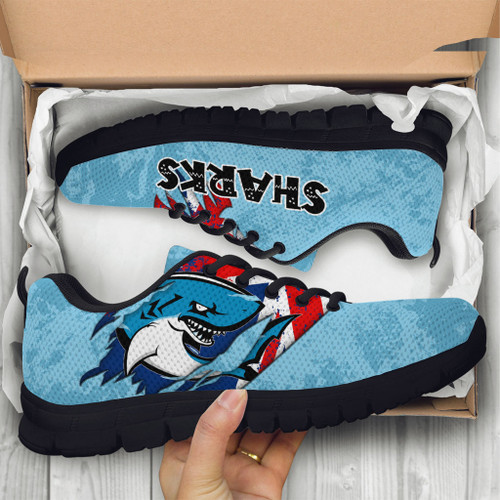 Cronulla-Sutherland Sharks Sneakers - Australia Day Flag Scratch Style
