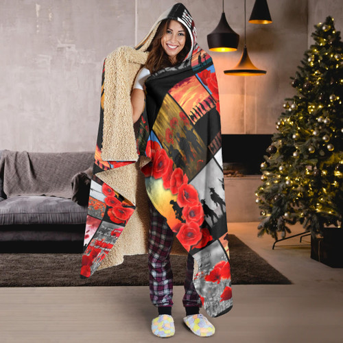 Australia Anzac Hooded Blanket - Always Remember Australia's Soldiers Australia Anzac Hooded Blanket - Always Remember Australia's Soldiers