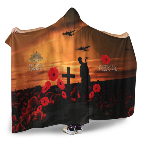 Australia Anzac Hooded Blanket - Australia Remember Orange2 Australia Anzac Hooded Blanket - Australia Remember Orange2