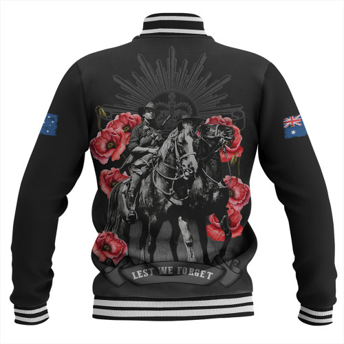 Australia Baseball Jacket - Anzac Day Lest We Forget The Light Horse