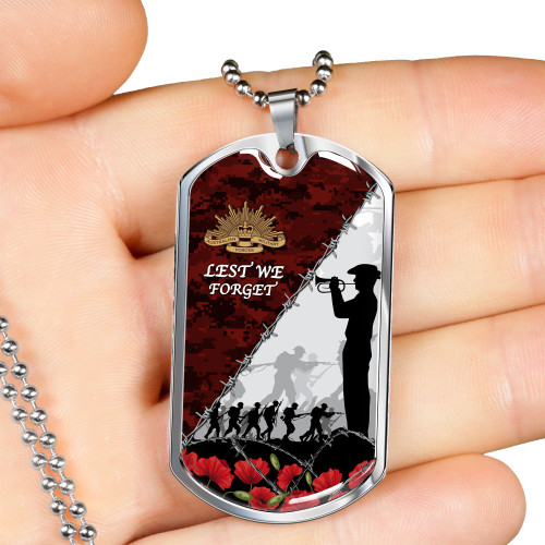 Australia Anzac Day Dog Tag Poppy Flower And Barbed Wire