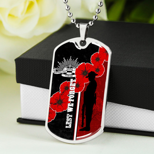 Australia Anzac Day Dog Tag Lest We Forget Remebrance Day (Black) Australia Anzac Day Dog Tag Lest We Forget Remebrance Day (Black)