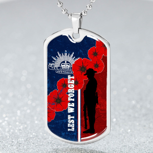 Australia Anzac Day Dog Tag Lest We Forget Remebrance Day (Blue)