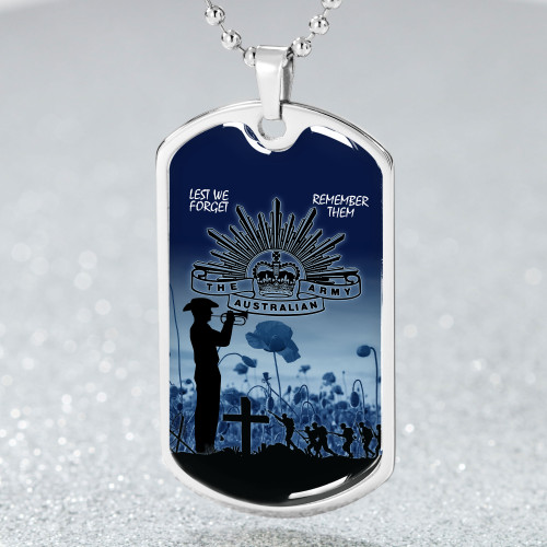 Australia Anzac Day Dog Tag Lest We Forget (Blue)