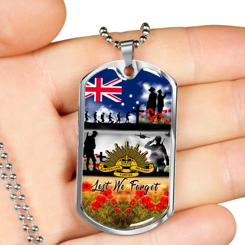 Australia Anzac Day Dog Tag Lest We Poppies And Soldiers Army Style Australia Anzac Day Dog Tag Lest We Poppies And Soldiers Army Style