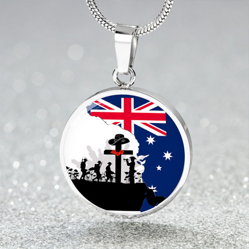 Australia Necklace Circle Anzac Day Flag With Map