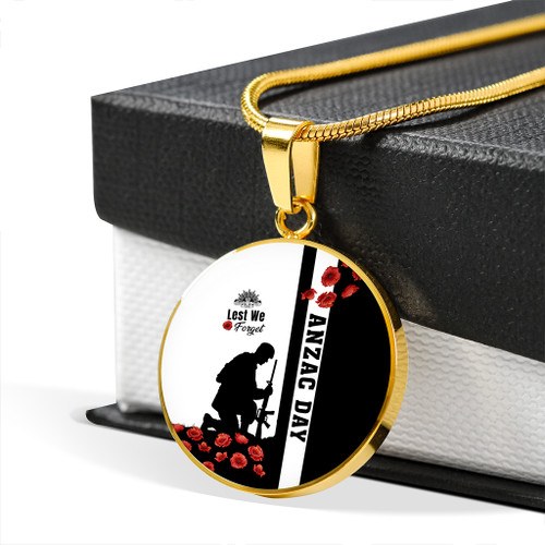 Australia Necklace Circle Anzac Day Lest We Forget Simple Style