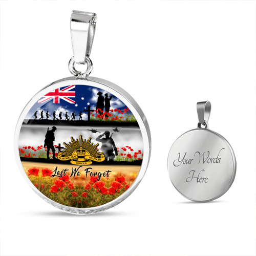 Australia Necklace Circle Lest We Forget Poppies And Soldiers Army Style Australia Necklace Circle Lest We Forget Poppies And Soldiers Army Style