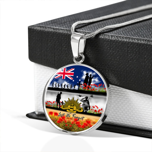 Australia Necklace Circle Lest We Forget Poppies And Soldiers Army Style Australia Necklace Circle Lest We Forget Poppies And Soldiers Army Style
