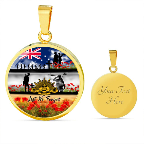 Australia Necklace Circle Lest We Forget Poppies And Soldiers Army Style Australia Necklace Circle Lest We Forget Poppies And Soldiers Army Style