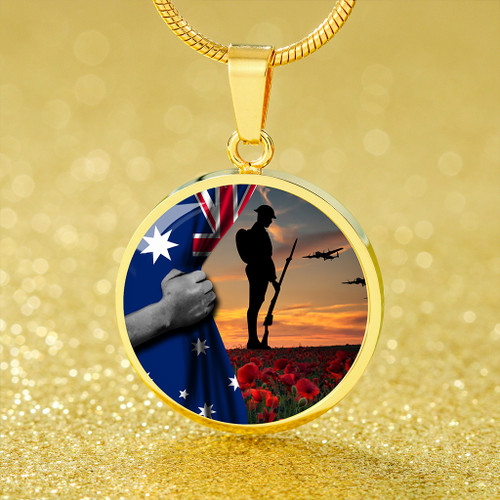Australia Necklace Circle Lest We Forget Half Flag Australia Necklace Circle Lest We Forget Half Flag