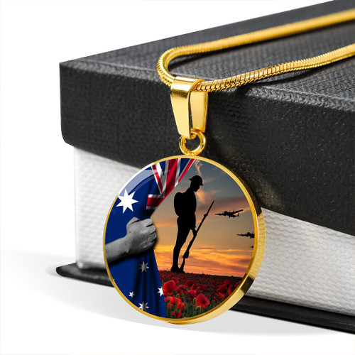 Australia Necklace Circle Lest We Forget Half Flag Australia Necklace Circle Lest We Forget Half Flag