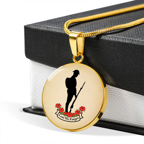 Australia Necklace Circle Lest We Forget Soldiers And Poppy Flower Australia Necklace Circle Lest We Forget Soldiers And Poppy Flower