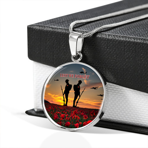 Australia Necklace Circle Lest We Forget Soldiers Sunset Poppies Australia Necklace Circle Lest We Forget Soldiers Sunset Poppies