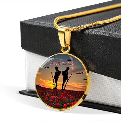 Australia Necklace Circle Lest We Forget Soldiers Sunset Poppies Australia Necklace Circle Lest We Forget Soldiers Sunset Poppies