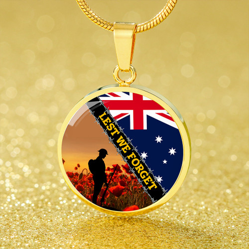 Australia Necklace Circle Lest We Forget Barbed Wire Australia Necklace Circle Lest We Forget Barbed Wire