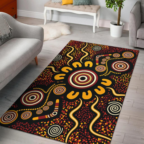 Australia Aboriginal Inspired Area Rug - Aboriginal Inspired Dot Art Color Painting Rug Australia Aboriginal Inspired Area Rug - Aboriginal Inspired Dot Art Color Painting Rug