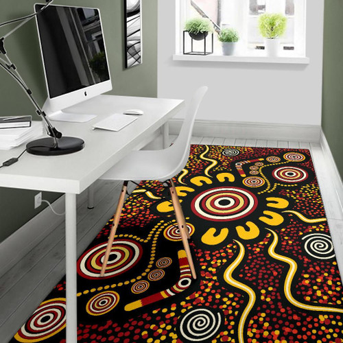 Australia Aboriginal Inspired Area Rug - Aboriginal Inspired Dot Art Color Painting Rug Australia Aboriginal Inspired Area Rug - Aboriginal Inspired Dot Art Color Painting Rug