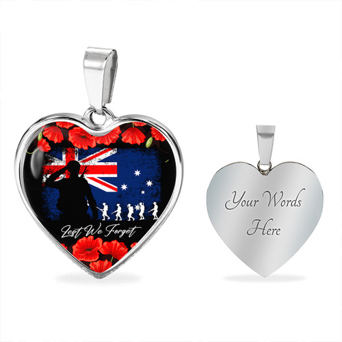 Australia Necklace Heart Anzac Day Lest We Forget Grunge Australia Necklace Heart Anzac Day Lest We Forget Grunge