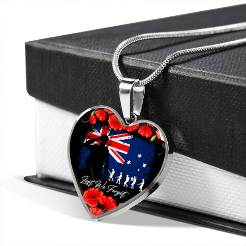Australia Necklace Heart Anzac Day Lest We Forget Grunge Australia Necklace Heart Anzac Day Lest We Forget Grunge