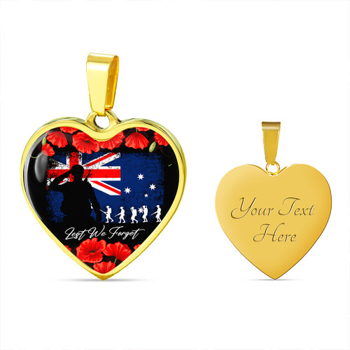 Australia Necklace Heart Anzac Day Lest We Forget Grunge Australia Necklace Heart Anzac Day Lest We Forget Grunge