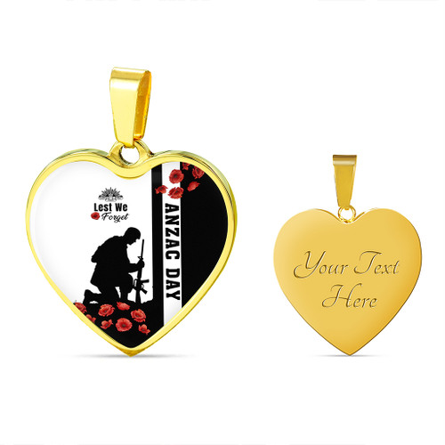 Australia Necklace Heart Anzac Day Lest We Forget Simple Style