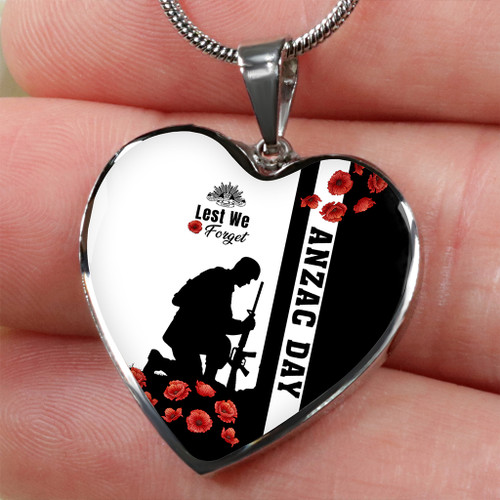 Australia Necklace Heart Anzac Day Lest We Forget Simple Style