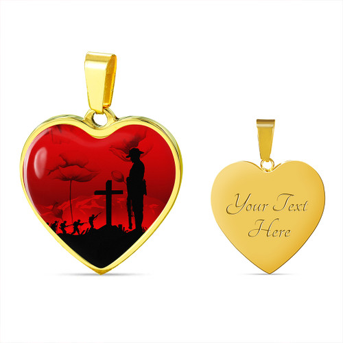 Australia Necklace Heart Anzac Day Poppy Flower
