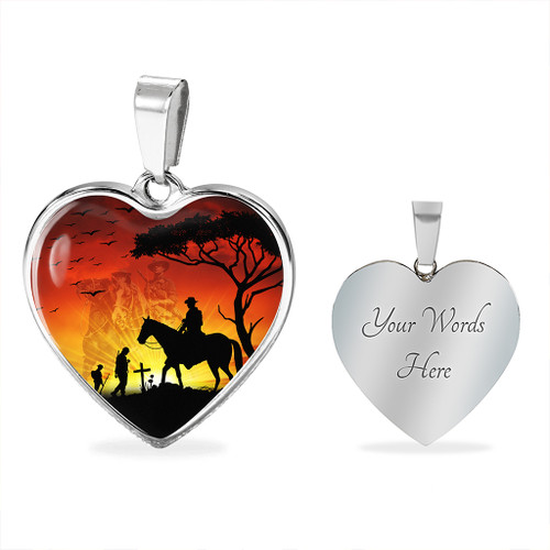 Australia Necklace Heart Lest We Forget Horse Design